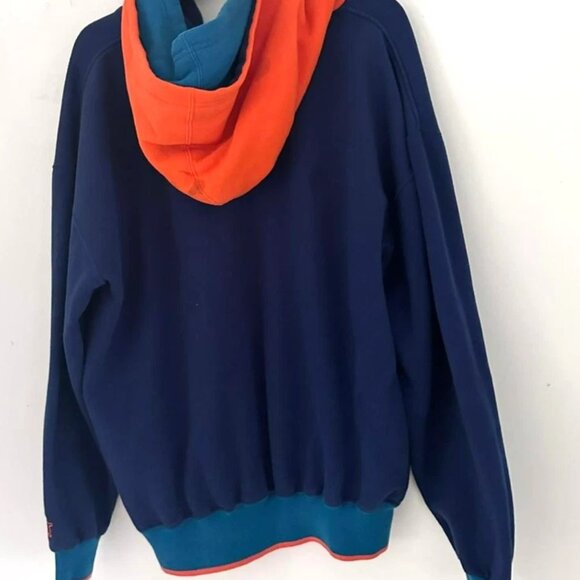 Vintage Starter Men’s L Navy Orange Blue Hoodie Embroidered Logo Pullover - Picture 4 of 4